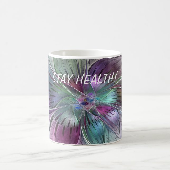 Abstrakte Blume Blumenmuster Fraktal Text Kaffeetasse (Mittel)