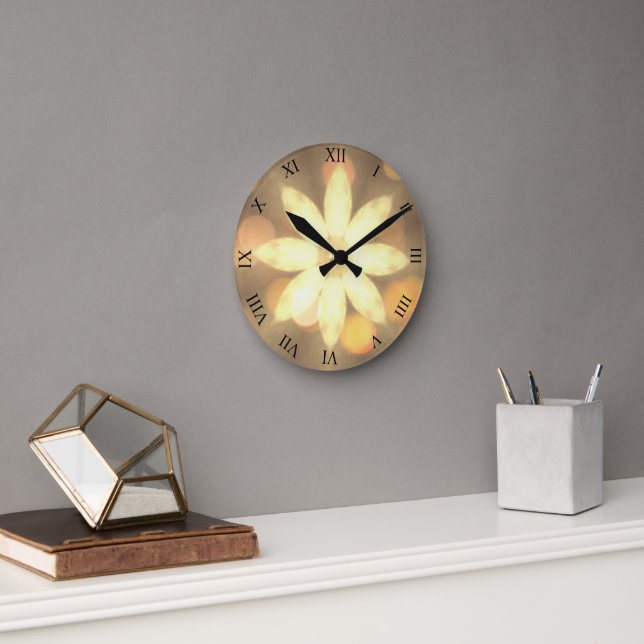 Abstrakte Blume Bokeh Runde Wanduhr (Büro)
