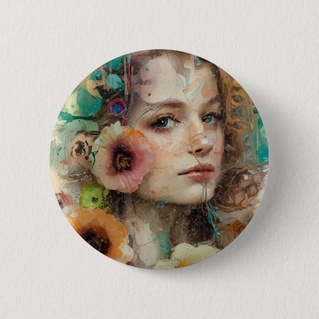 Abstrakte Blume Button (Vorderseite)