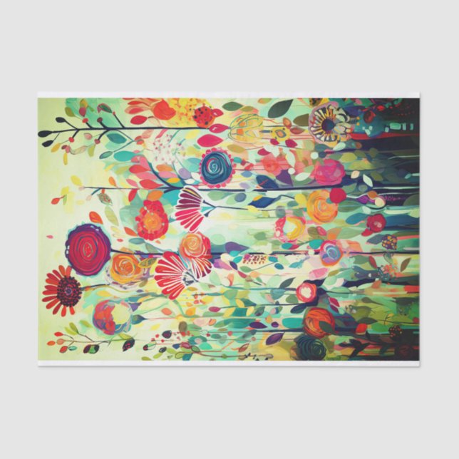 Abstrakte Blume der roten Navy-Malerei Seidenpapier (Vorderseite)