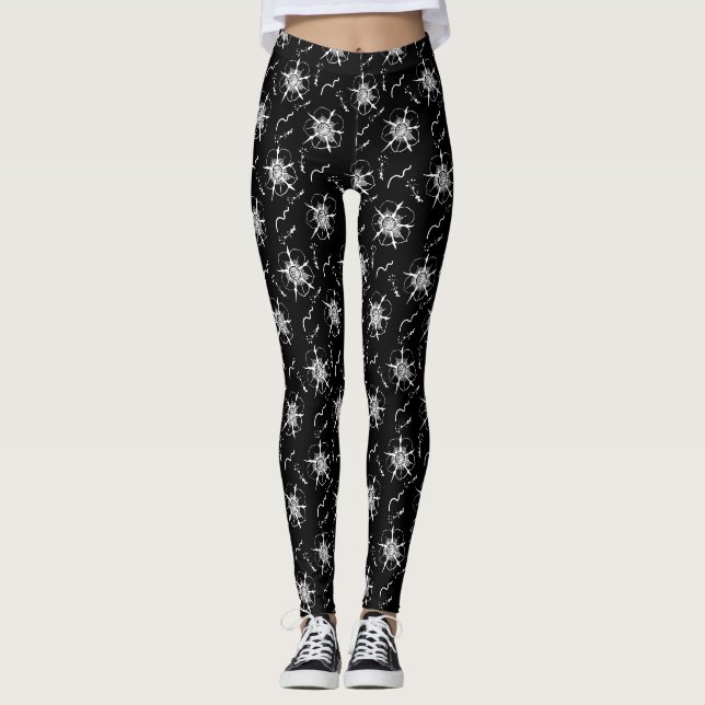 Abstrakte Blume der White Line Leggings (Vorderseite)