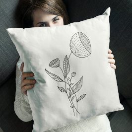 Abstrakte Blume Doodle Schwarz-weiß Stilvoll Kissen