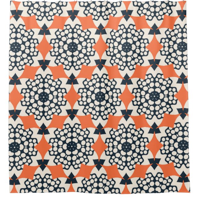 Abstrakte Blume: Einfach geometrisch Vintag Duschvorhang (Vorderseite)