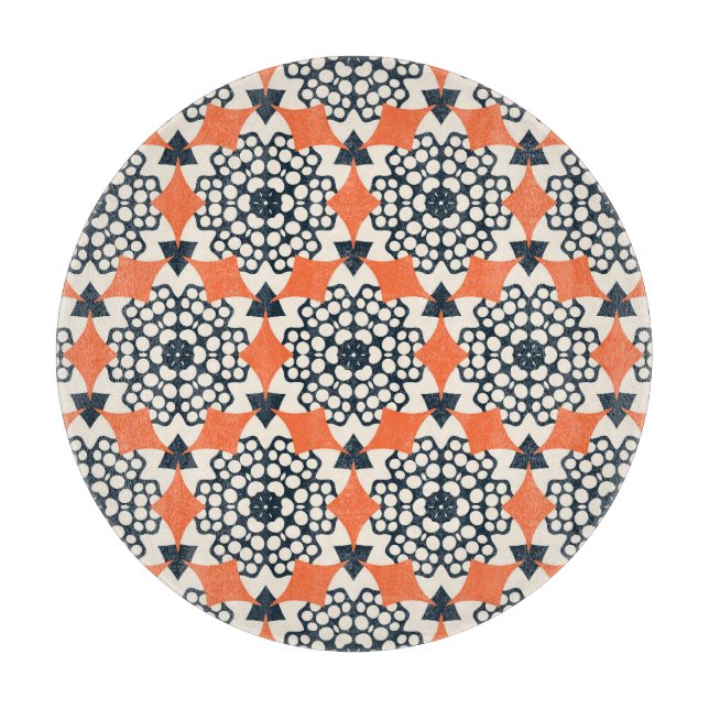 Abstrakte Blume: Einfach geometrisch Vintag Schneidebrett (Vorderseite)