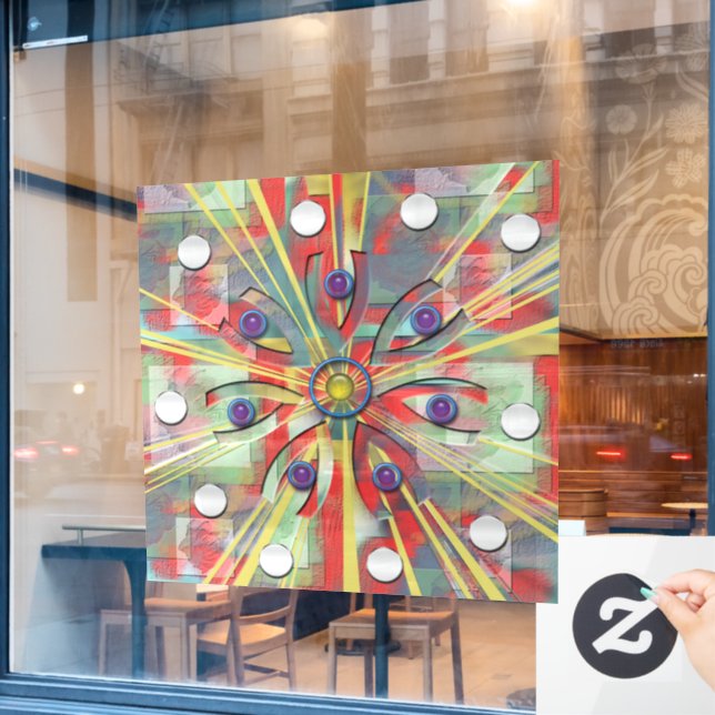 Abstrakte Blume Fensteraufkleber (Café-Fenster)