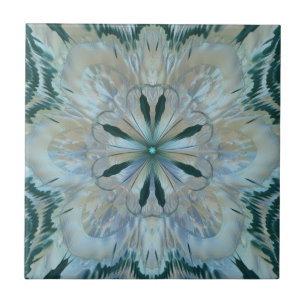 Abstrakte Blume Fraktal Aquamarin Fliese