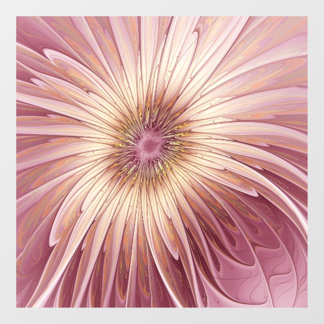 Abstrakte Blume Fraktal Kunst und Schatten Burgund Fensteraufkleber (Blatt)