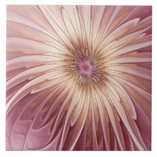 Abstrakte Blume Fraktal Kunst und Schatten Burgund Fliese
