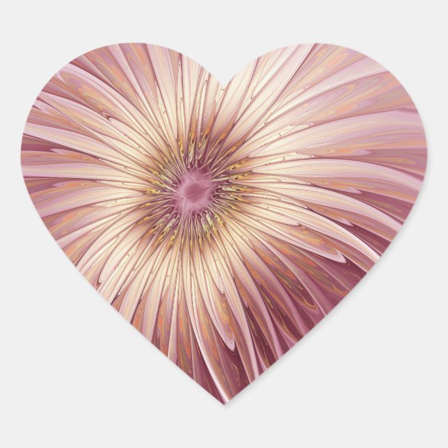 Abstrakte Blume Fraktal Kunst und Schatten Burgund Herz-Aufkleber (Vorderseite)