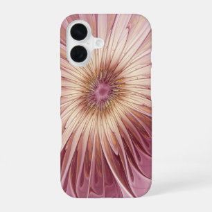 Abstrakte Blume Fraktal Kunst und Schatten Burgund iPhone 16 Hülle