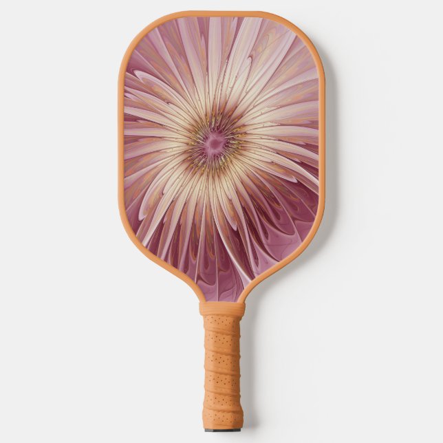 Abstrakte Blume Fraktal Kunst und Schatten Burgund Pickleball Schläger (Vorderseite)