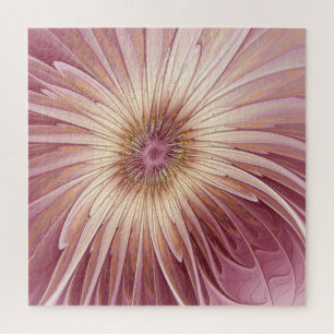 Abstrakte Blume Fraktal Kunst und Schatten Burgund Puzzle