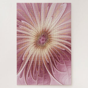 Abstrakte Blume Fraktal Kunst und Schatten Burgund Puzzle