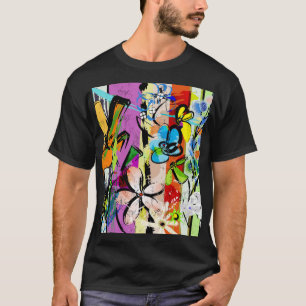Abstrakte Blume, Geometrische Linien. T-Shirt