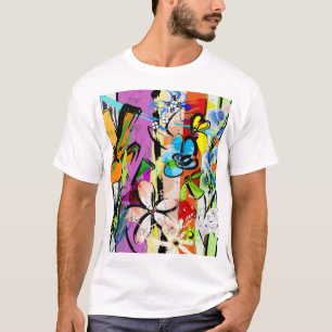 Abstrakte Blume, Geometrische Linien. T-Shirt