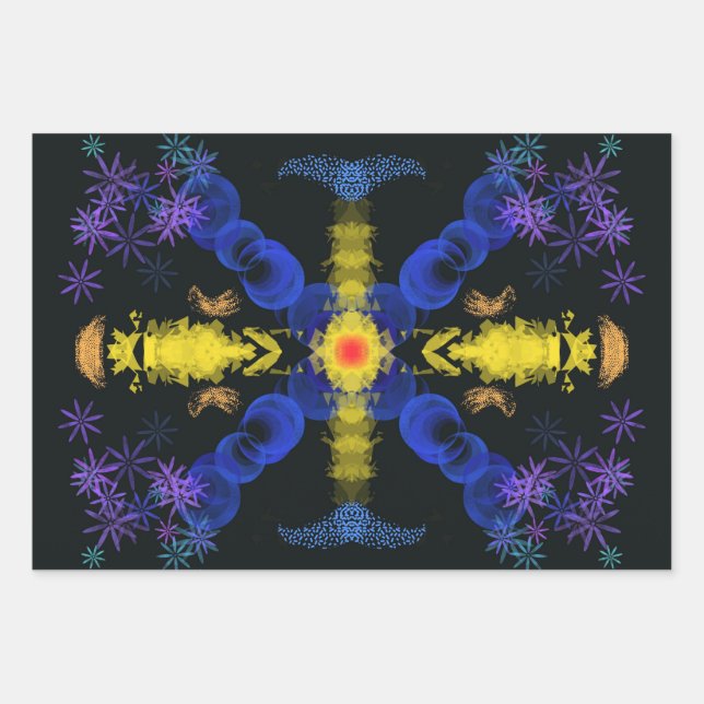 Abstrakte Blume Geschenkwrap Geschenkpapier Set (Vorderseite)