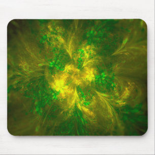 Abstrakte Blume hellgelbe und grüne Muster Mousepad