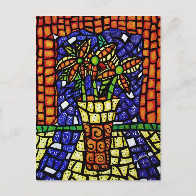 Abstrakte Blume im Vase Postkarte (Vorderseite)