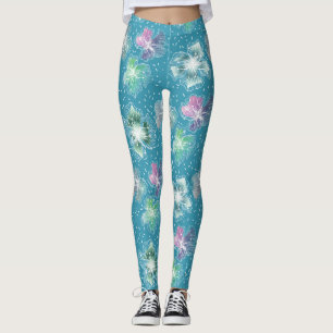 Abstrakte Blume in hellblauen Farbtönen Leggings