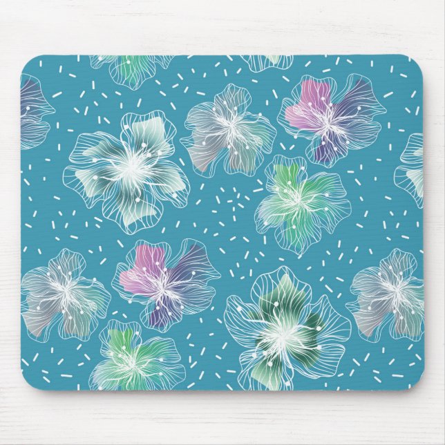 Abstrakte Blume in hellblauen Farbtönen Mousepad (Vorne)