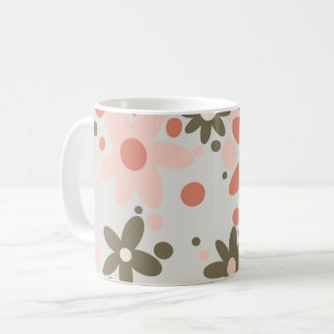 Abstrakte Blume in Korallen, Pfirsich und Grün Kaffeetasse