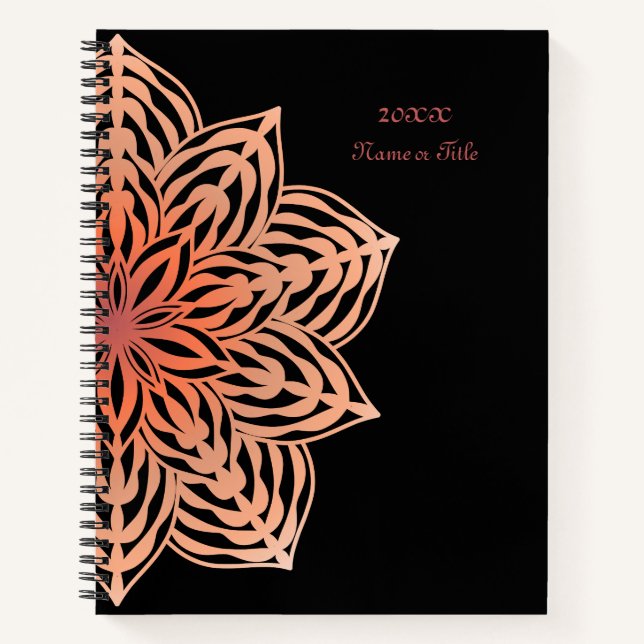 Abstrakte Blume in Pfirsich Notizbuch (Vorderseite)