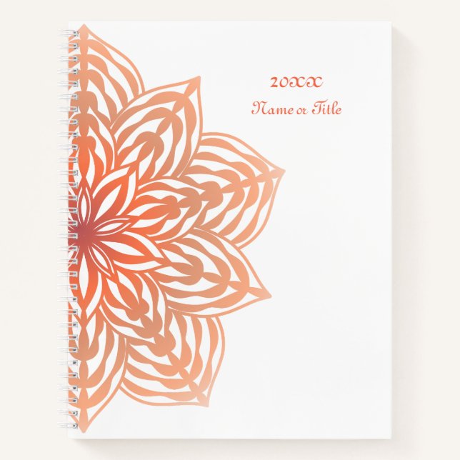 Abstrakte Blume in Pfirsich Notizbuch (Vorderseite)