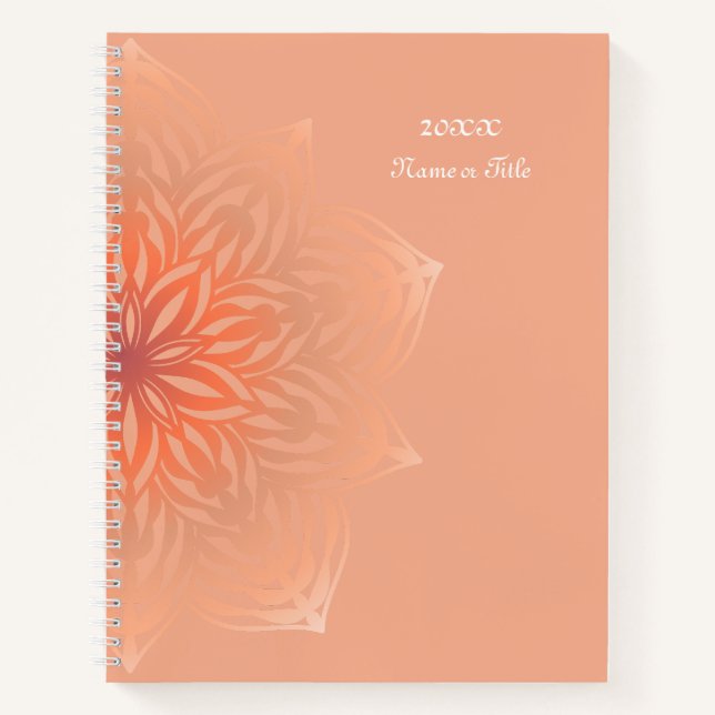 Abstrakte Blume in Pfirsich Notizbuch (Vorderseite)