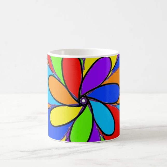 Abstrakte Blume in Regenbogenfarben Kaffeetasse (Mittel)