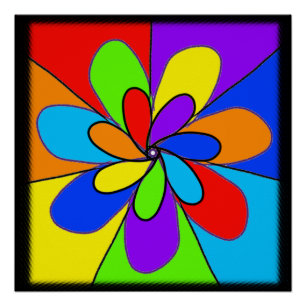 Abstrakte Blume in Regenbogenfarben Poster