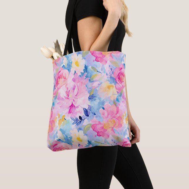 Abstrakte Blume in Rosa und Blau (Von Nahem)