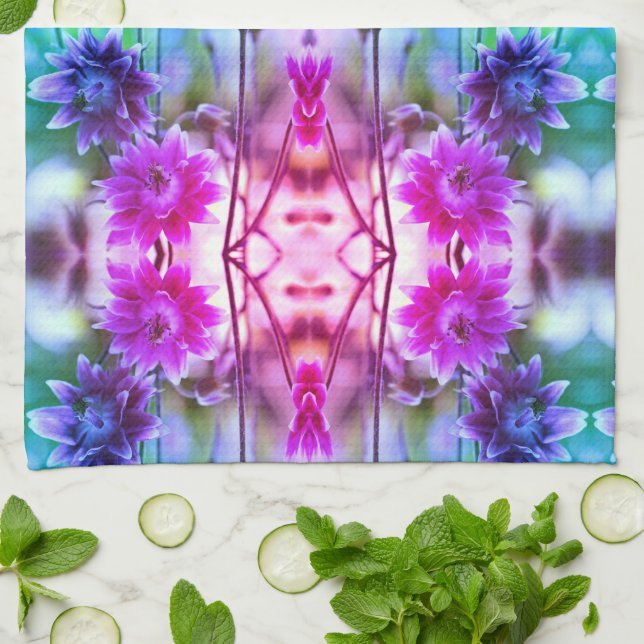 Abstrakte Blume in Rot und Weiß Geschirrtuch (Gefaltet)