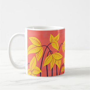Abstrakte Blume Korallengelbe, geometrische Formen Kaffeetasse