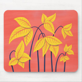 Abstrakte Blume Korallengelbe, geometrische Formen Mousepad