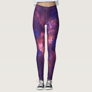 Abstrakte Blume Lila und blaue Muster Mix Leggings