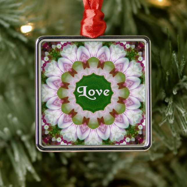 Abstrakte Blume Mandala mit Liebe optional Text Ornament Aus Metall (Baum)