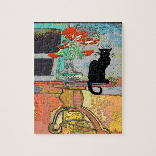 Abstrakte Blume mit Cat Puzzle