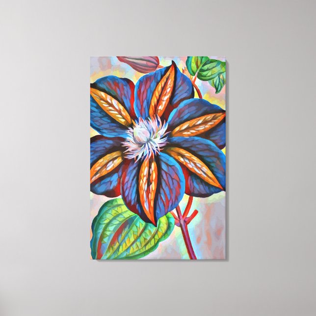 abstrakte Blume mit Regenbogenfarben Leinwanddruck (Vorderseite)