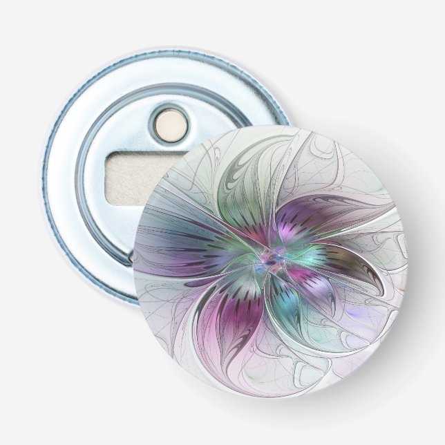 Abstrakte Blume Modernes Fraktal Kunst, Dichtung u Flaschenöffner (Vorderseite)