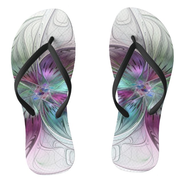 Abstrakte Blume Modernes Fraktal Kunst, Dichtung u Flip Flops (Fußbett)