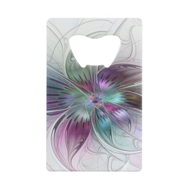 Abstrakte Blume Modernes Fraktal Kunst, Dichtung u Geldbeutel Flaschenöffner (Vorderseite)