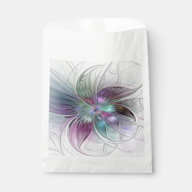Abstrakte Blume Modernes Fraktal Kunst, Dichtung u Geschenktütchen (Vorderseite)