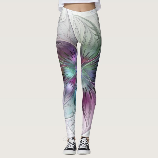 Abstrakte Blume Modernes Fraktal Kunst, Dichtung u Leggings (Vorderseite)