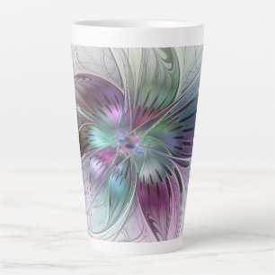 Abstrakte Blume Modernes Fraktal Kunst, Dichtung u Milchtasse
