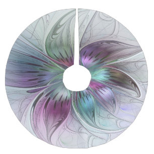 Abstrakte Blume Modernes Fraktal Kunst, Dichtung u Polyester Weihnachtsbaumdecke