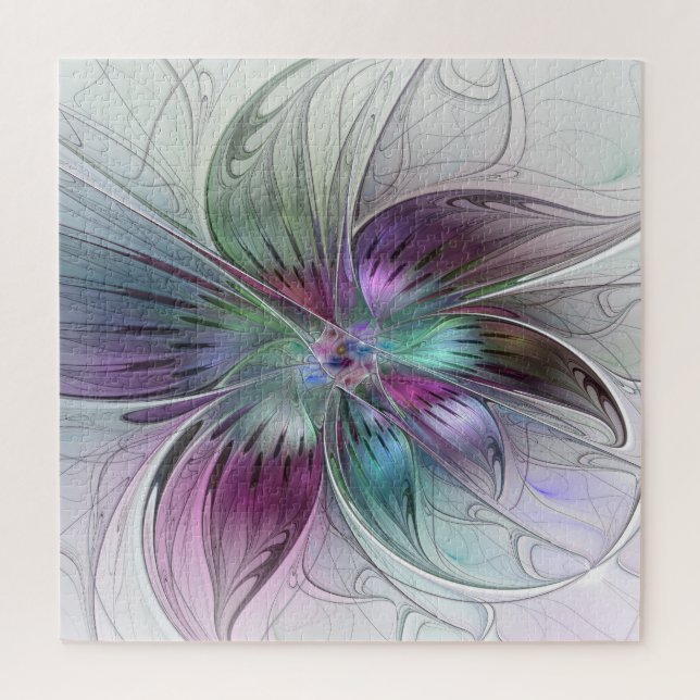 Abstrakte Blume Modernes Fraktal Kunst, Dichtung u Puzzle (Vertikal)