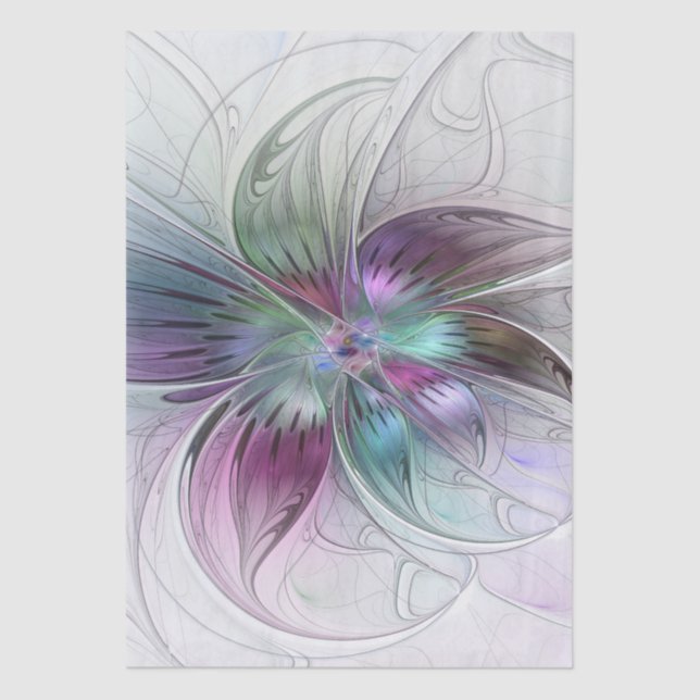 Abstrakte Blume Modernes Fraktal Kunst, Dichtung u Seidenpapier (Vorderseite)