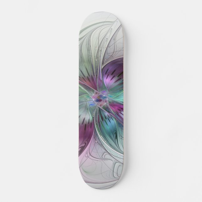 Abstrakte Blume Modernes Fraktal Kunst, Dichtung u Skateboard (Vorderseite)