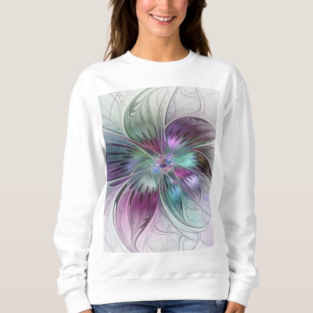Abstrakte Blume Modernes Fraktal Kunst, Dichtung u Sweatshirt (Vorderseite)