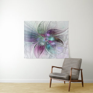 Abstrakte Blume Modernes Fraktal Kunst, Dichtung u Wandteppich